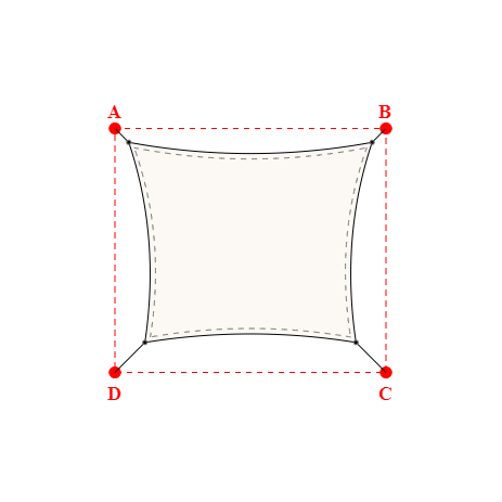 Voile d'ombrage rectangle en Soltis Perform 92 Blanc 92-2044 - 4,49x3,69x3,89x3,69m