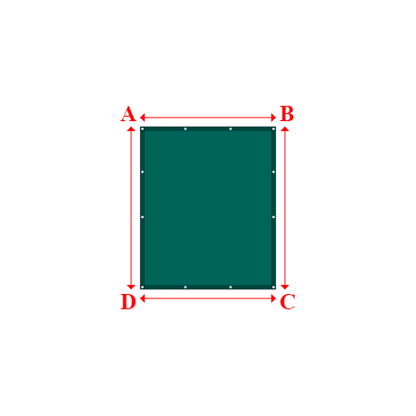 Bâche plate rectangle en Membrane PVC 670gr/m² Vert industrie RAL 6026 - 1.5x1.8m