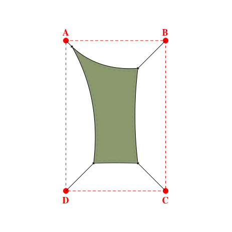 Voile d'ombrage rectangle en Soltis Perform 92 Vert mousse 92-2158 - 1,32x1,89x0,88x2,33m
