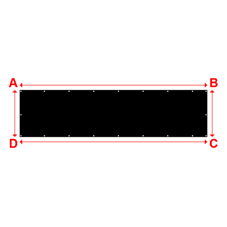 Bâche plate rectangle en Membrane PVC 670gr/m² Noir RAL 9005 - 4x1m