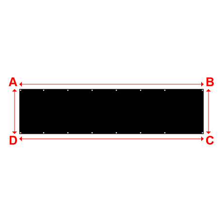 Bâche plate rectangle en Membrane PVC 670gr/m² Noir RAL 9005 - 3.9x0.9500000000000001m