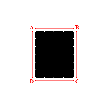 Bâche plate rectangle en Membrane PVC 670gr/m² Noir RAL 9005 - 1.6600000000000001x2m