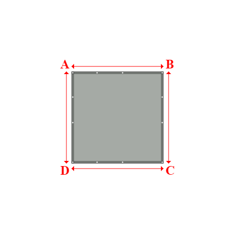 Bâche plate rectangle en Membrane PVC 670gr/m² Gris clair RAL 7038 - 1.8x1.8m
