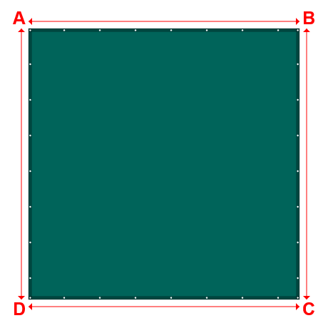 Bâche plate rectangle en Membrane PVC 670gr/m² Vert industrie RAL 6026 - 4x4m