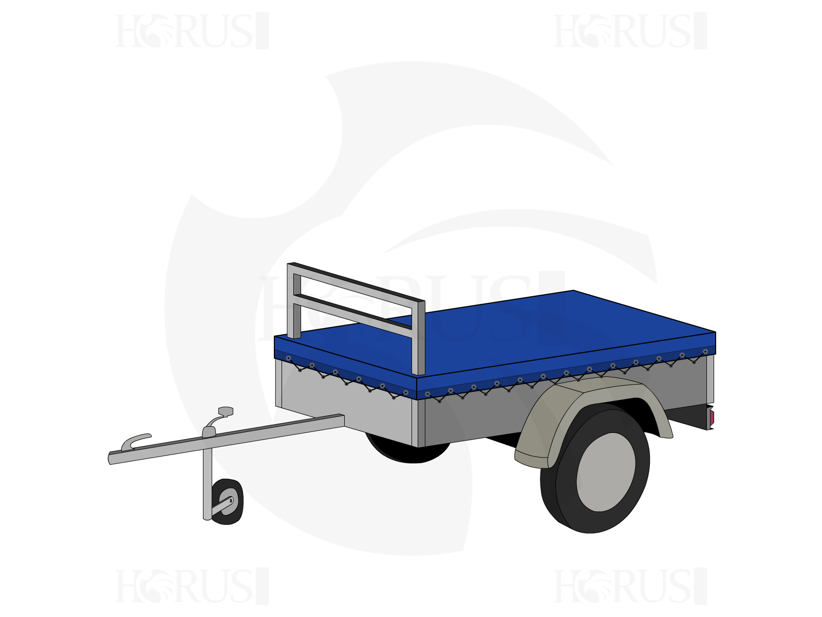 Bâche pour remorque bagagère Basse droite en Membrane PVC 670gr/m² Bleu foncé RAL 5002