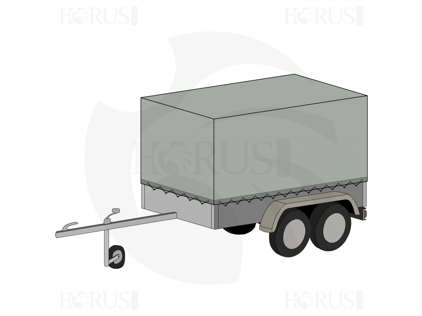 Bâche pour remorque LIDER 34620 avec rehausses grillagées et ridelles alu en Membrane PVC 670gr/m² Gris clair RAL 7038