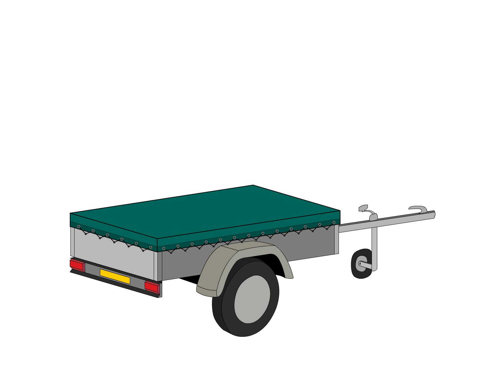 Bâche pour remorque bagagère Basse droite en Membrane PVC 670gr/m² Vert industrie RAL 6026