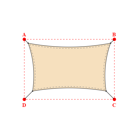 Voile d'ombrage rectangle en Soltis Lounge 96 Vanille 96-8861 - 5,49x3,19x4,89x3,19m