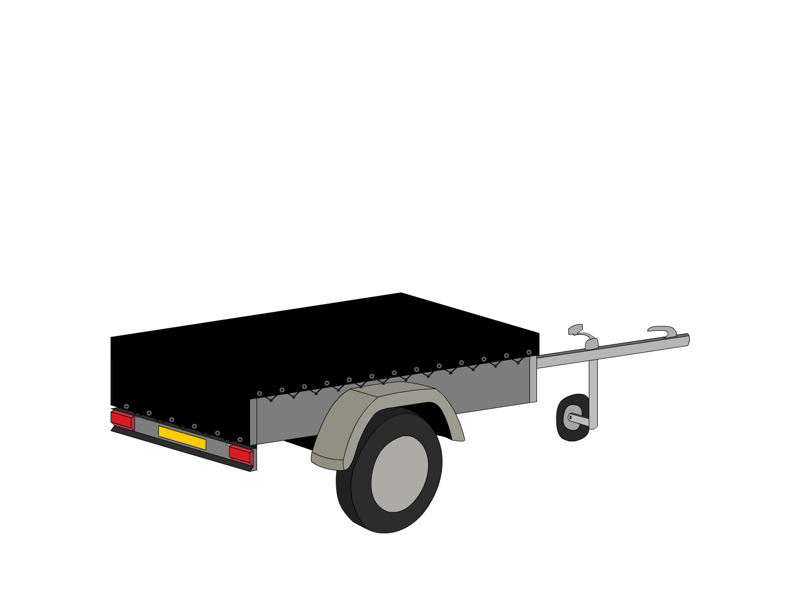 Bâche pour remorque bagagère Basse droite en Membrane PVC 670gr/m² Noir RAL 9005