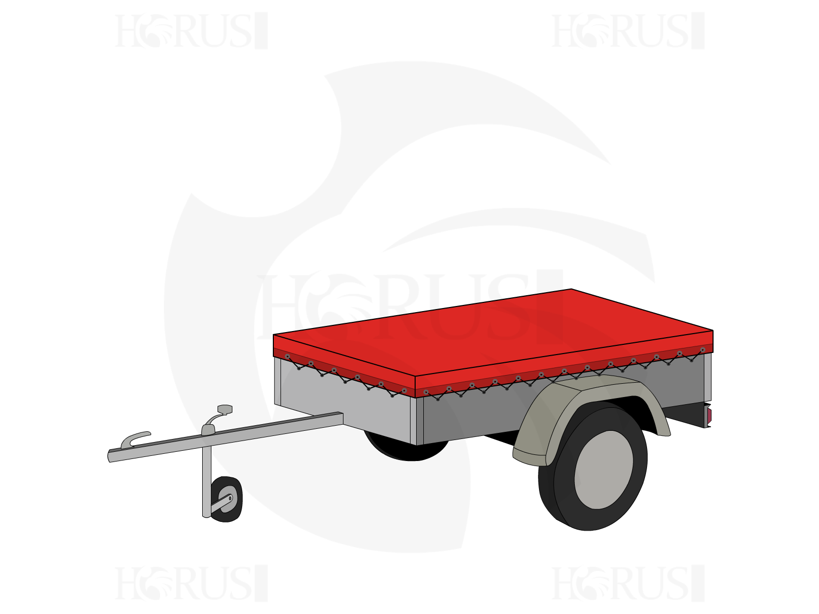 Bâche pour remorque bagagère Basse droite en Membrane PVC 670gr/m² Rouge RAL 3002