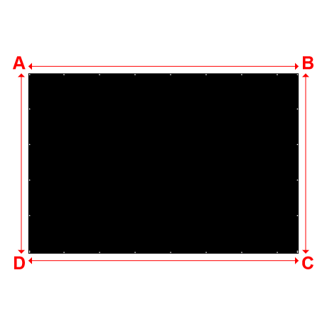 Bâche plate rectangle en Membrane PVC 670gr/m² Noir RAL 9005 - 6x4m
