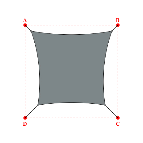 Voile d'ombrage rectangle en Soltis Lounge 96 Platine 96-50844 - 3,49x3,19x2,89x3,19m