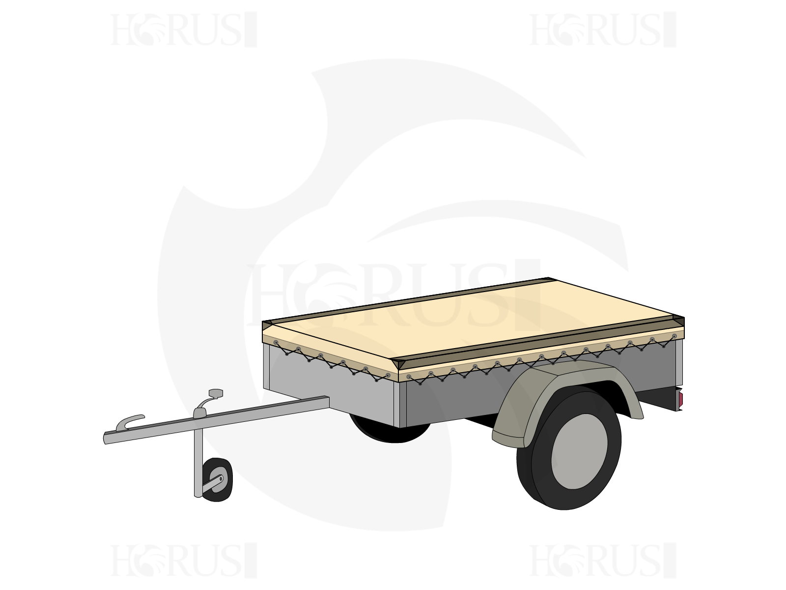 Bâche pour remorque bagagère Basse droite en Membrane PVC 670gr/m² Beige ral 1015