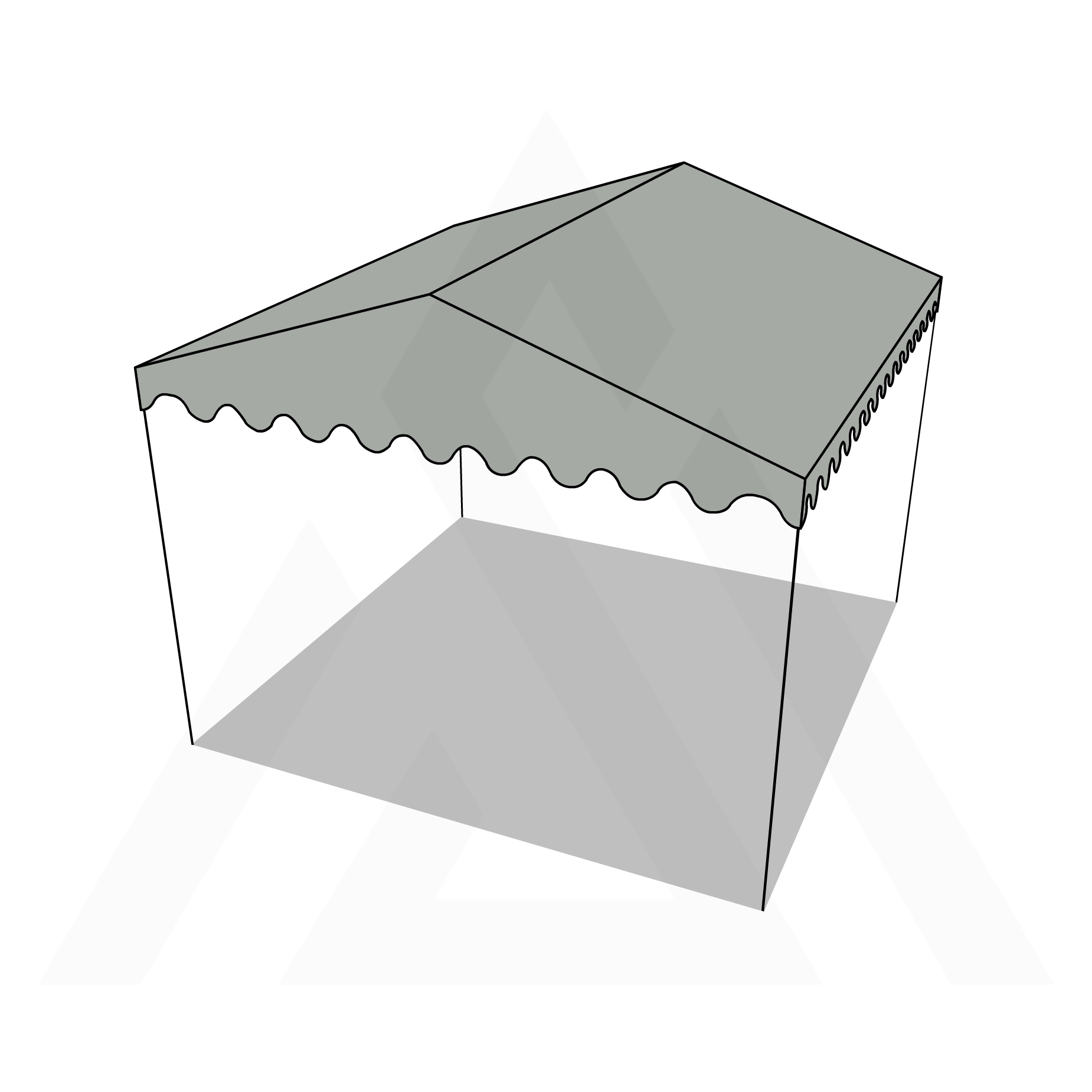 Bâche tonnelle carrée 2 pentes en Membrane PVC 670gr/m² Gris clair RAL 7038 - 3x3m