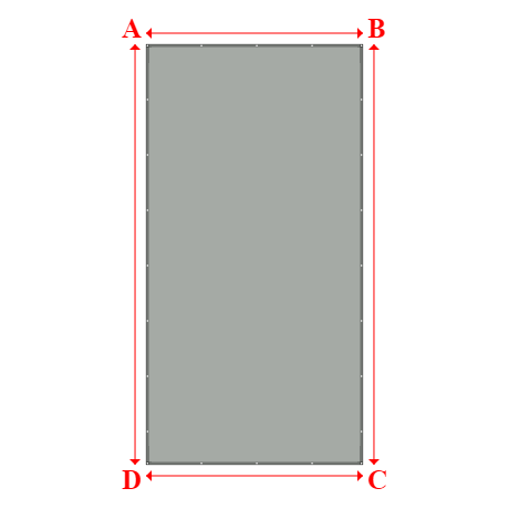 Bâche plate rectangle en Membrane PVC 670gr/m² Gris clair RAL 7038 - 3.81x7.390000000000001m