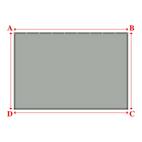 Bâche plate rectangle sur mesure en Membrane PVC 670gr/m² Gris clair RAL 7038 - 3.70x2.50m