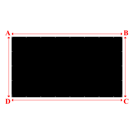 Bâche plate rectangle sur mesure en Membrane PVC 670gr/m² Noir RAL 9005 - 5.50x3.00m