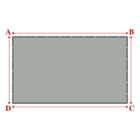 Bâche plate rectangle sur mesure en Membrane PVC 670gr/m² Gris clair RAL 7038 - 3.90x2.28m