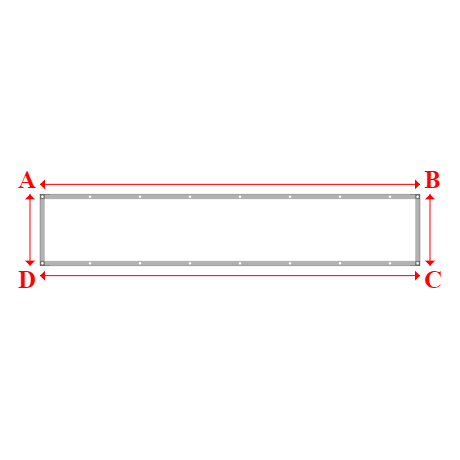 Bâche plate rectangle en Membrane PVC 670gr/m² Blanc RAL 9016 - 4x0.75m