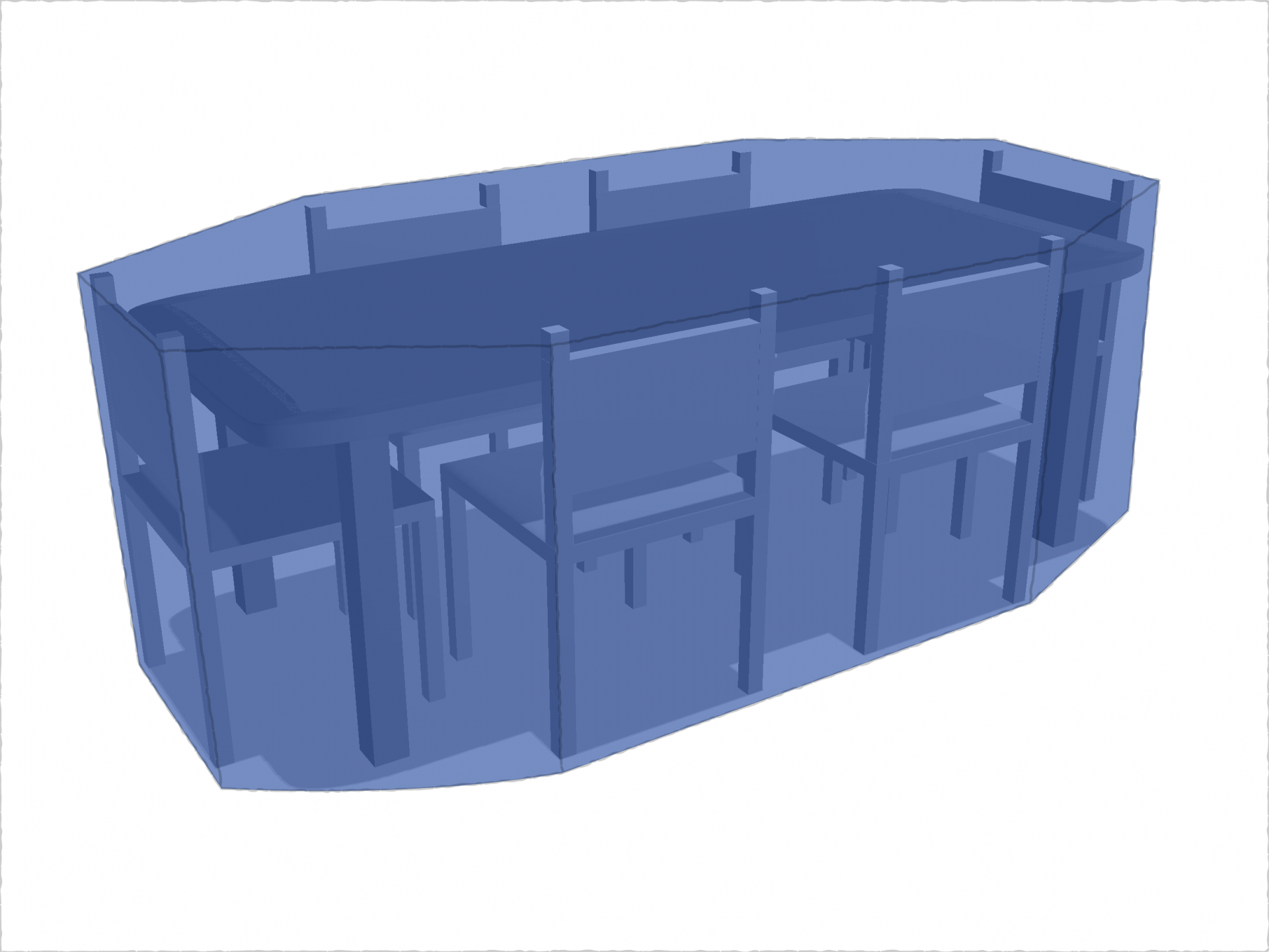 Table de jardin rectangle avec chaises en Membrane PVC 670gr/m² Bleu foncé RAL 5002