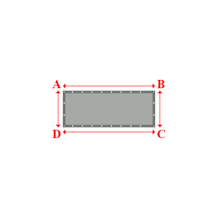 Bâche plate rectangle sur mesure en Membrane PVC 670gr/m² Gris clair RAL 7038 - 1.90x0.75m