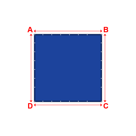 Bâche plate rectangle sur mesure en Membrane PVC 670gr/m² Bleu foncé RAL 5002 - 2.30x2.30m