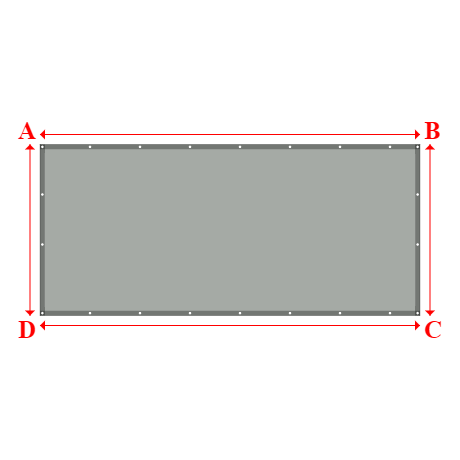 Bâche plate rectangle en Membrane PVC 670gr/m² Gris clair RAL 7038 - 4x1.8m