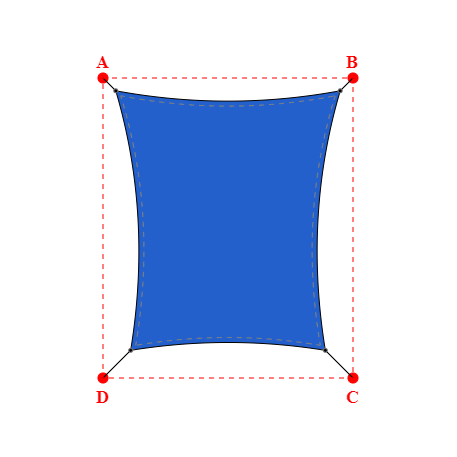 Voile d'ombrage rectangle en Soltis Perform 92 Bleu Franc 92-51182 - 4,49x5,19x3,89x5,19m