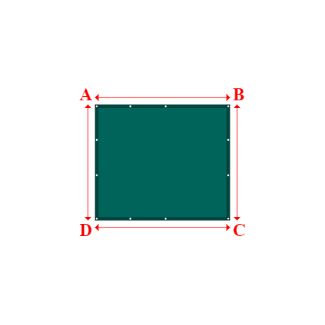 Bâche plate rectangle sur mesure en Protect covert 905F3 900gr/m², toile PVC Etanche Vert industrie - 1.91x1.64m