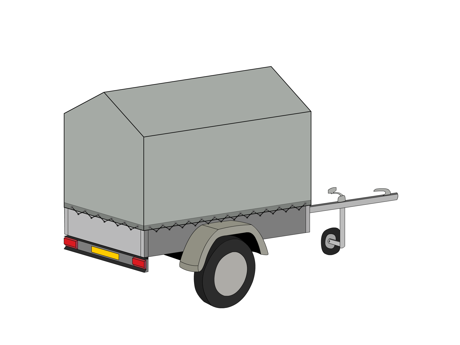 Bâche pour remorque bagagère Haute flèche en Membrane PVC 670gr/m² Gris clair RAL 7038