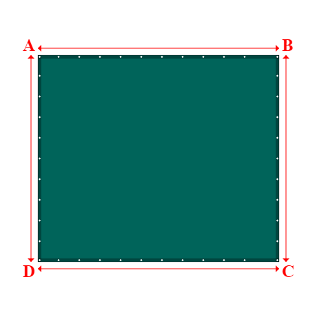 Bâche plate rectangle sur mesure en Membrane PVC 670gr/m² Vert industrie RAL 6026 - 3.50x3.00m