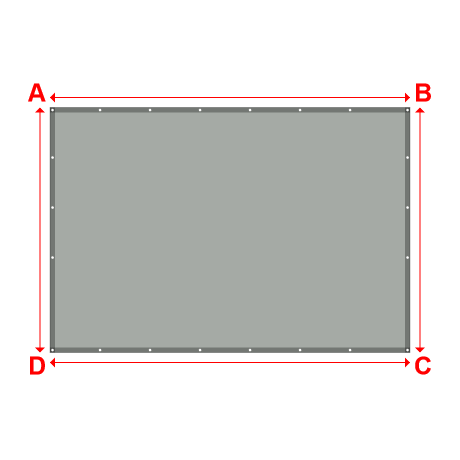 Bâche plate rectangle sur mesure en Membrane PVC 670gr/m² Gris clair RAL 7038 - 3.60x2.45m