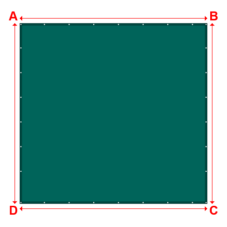 Bâche plate rectangle sur mesure en Protect covert 905F3 900gr/m², toile PVC Etanche Vert industrie - 4.00x3.85m