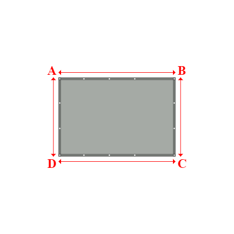 Bâche plate rectangle sur mesure en Membrane PVC 670gr/m² Gris clair RAL 7038 - 2.30x1.55m
