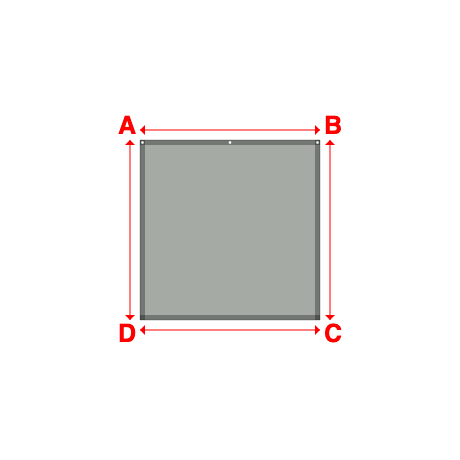 Bâche plate rectangle sur mesure en Membrane PVC 670gr/m² Gris clair RAL 7038 - 1.80x1.80m