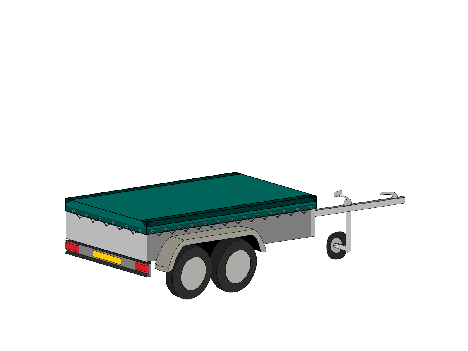 Bâche pour remorque bagagère Basse droite en Membrane PVC 670gr/m² Vert industrie RAL 6026