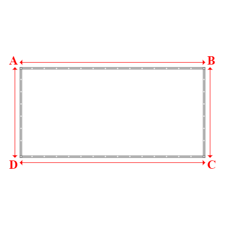 Bâche plate rectangle sur mesure en Membrane PVC 670gr/m² Blanc RAL 9016 - 3.79x1.85m