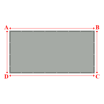 Bâche plate rectangle sur mesure en Membrane PVC 670gr/m² Gris clair RAL 7038 - 4.00x2.00m