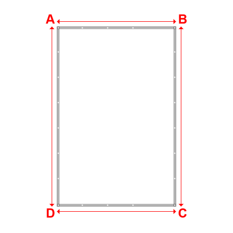 Bâche plate rectangle sur mesure en Membrane PVC 670gr/m² Blanc RAL 9016 - 2.35x3.55m