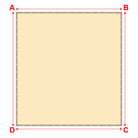 Bâche plate rectangle sur mesure en Membrane PVC 670gr/m² Beige ral 1015 - 3.65x3.93m