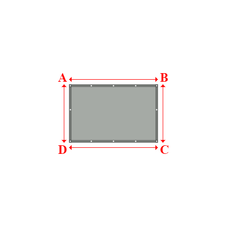 Bâche plate rectangle sur mesure en Membrane PVC 670gr/m² Gris clair RAL 7038 - 1.76x1.15m