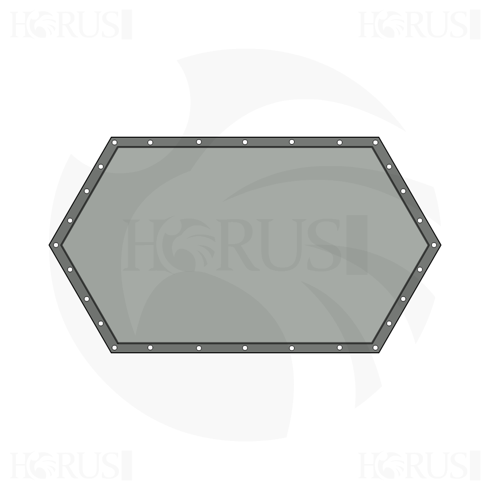 Bâche plate hexagonale en Membrane PVC 670gr/m² Gris clair RAL 7038 d'une dimension de 2x1x1m