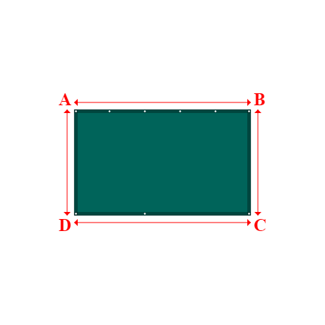 Bâche plate rectangle sur mesure en Protect covert 905F3 900gr/m², toile PVC Etanche Vert industrie - 2.50x1.50m
