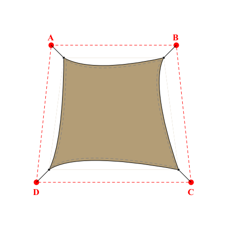Voile d'ombrage trapèze en Soltis Perform 92 Poivre 92-2012 - 2,03x2,29x2,63x2,29m