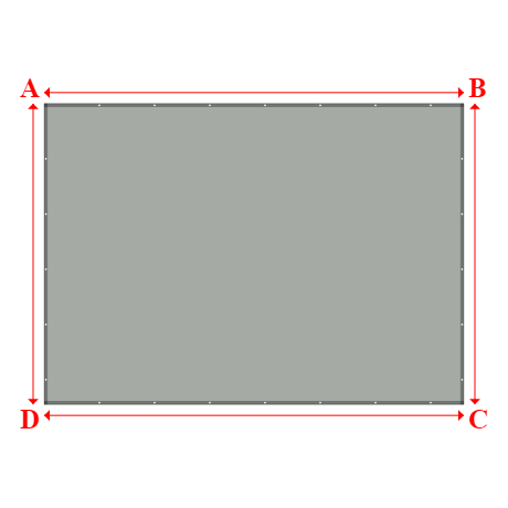 Bâche plate rectangle sur mesure en Membrane PVC 670gr/m² Gris clair RAL 7038 - 6.00x4.30m