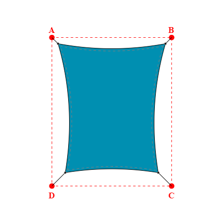 Voile d'ombrage rectangle en Soltis Lounge 96 Acapuclo 96-50847 - 4,44x5,33x3,84x5,33m