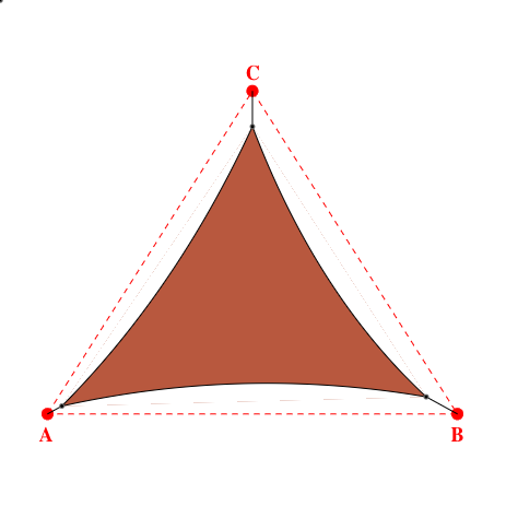 Voile d'ombrage triangle en Soltis Perform 92 Brique 92-51180 - 6,66x5,88x6,19m