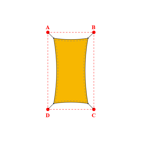 Voile d'ombrage rectangle en Soltis Perform 92 Bouton d'or 92-2166 - 1,49x2,84x1,49x2,84m