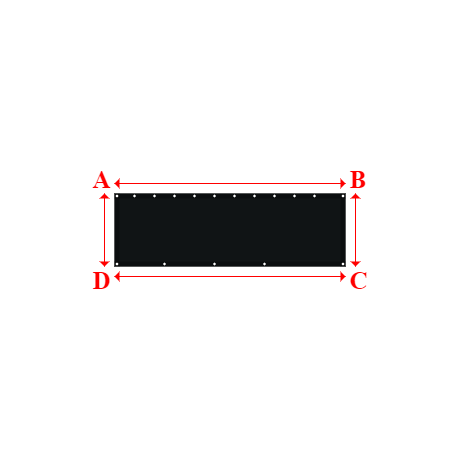 Bâche plate rectangle sur mesure en Toile PVC Microperforée Protect meshes 362, 430gr/m² Noir - 2.31x0.73m