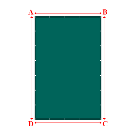 Bâche plate rectangle sur mesure en Membrane PVC 670gr/m² Vert industrie RAL 6026 - 2.25x3.50m